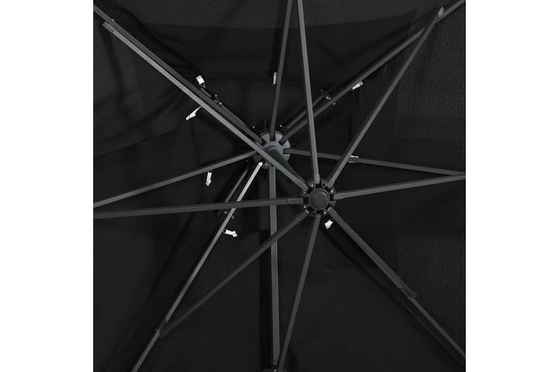 Hengeparasoll med dobbel topp 250x250 cm svart - Svart - Parasoller