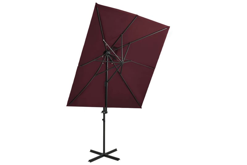 Hengeparasoll med dobbel topp 250x250 cm vinrød - Rød - Hagemøbler - Solbeskyttelse - Parasoller