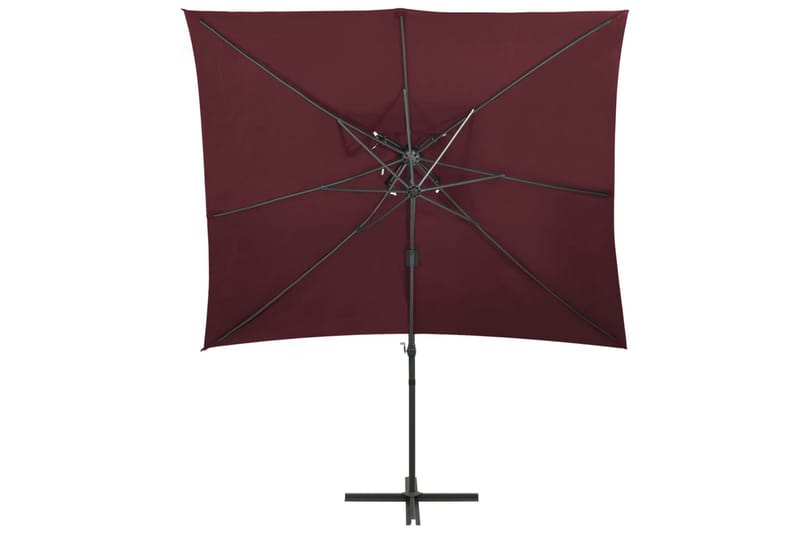 Hengeparasoll med dobbel topp 250x250 cm vinrød - Rød - Hagemøbler - Solbeskyttelse - Parasoller
