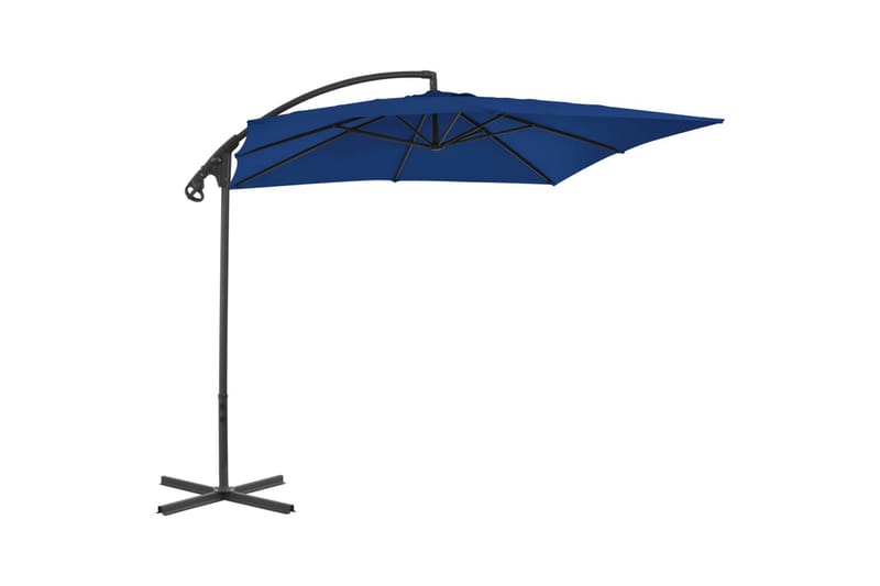 Hengeparasoll med stålstang 250x250 cm asurblå - Blå - Hagemøbler - Solbeskyttelse - Parasoller