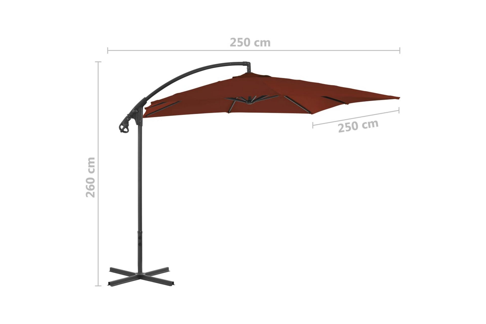 Hengeparasoll med stålstang 250x250 cm terrakotta - Oransj - Hagemøbler - Solbeskyttelse - Parasoller
