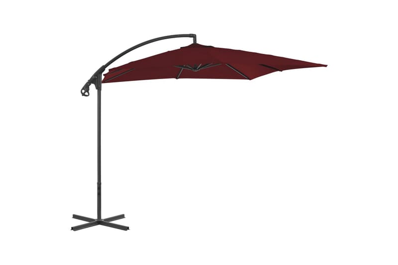 Hengeparasoll med stålstang 250x250 cm vinrød - Rød - Hagemøbler - Solbeskyttelse - Parasoller