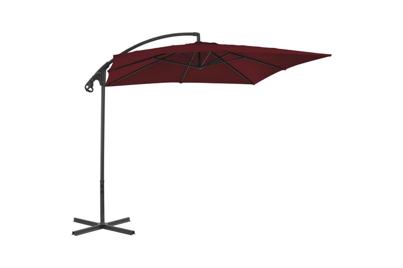 Hengeparasoll med stålstang 250x250 cm vinrød - Rød - Hagemøbler - Solbeskyttelse - Parasoller