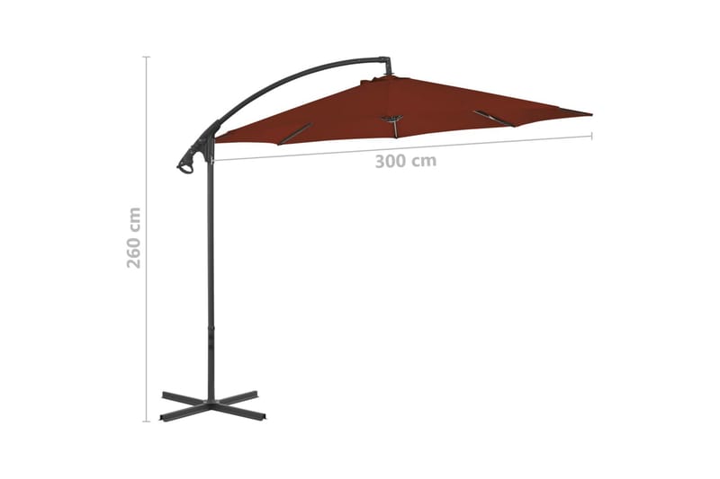 Hengeparasoll med stålstang 300 cm terrakotta - Hagemøbler - Solbeskyttelse - Parasoller