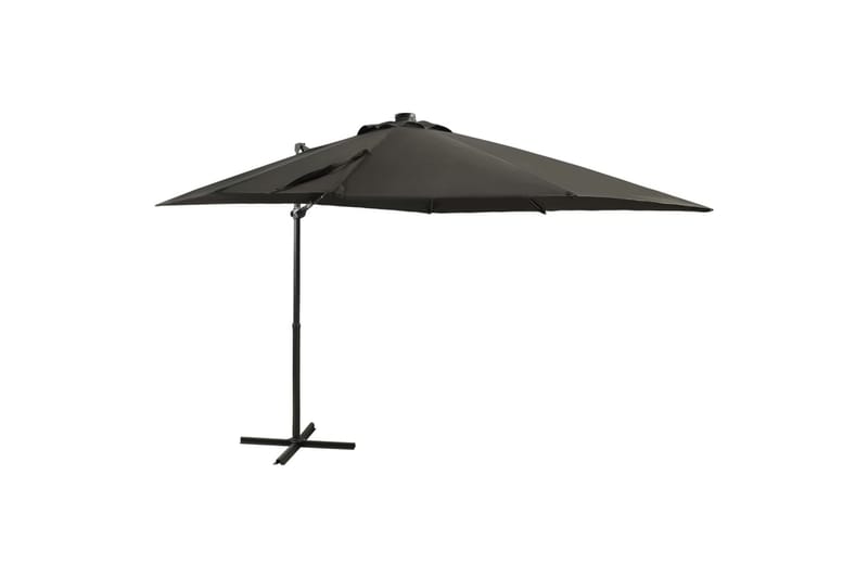 Hengeparasoll med stang og LED-lys 250 cm antrasitt - Antrasittgrå - Hagemøbler - Solbeskyttelse - Parasoller