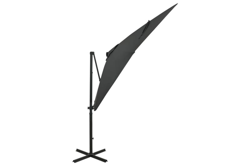 Hengeparasoll med stang og LED-lys 250 cm antrasitt - Antrasittgrå - Parasoller