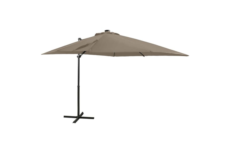 Hengeparasoll med stang og LED-lys 250 cm gråbrun - Taupe - Hagemøbler - Solbeskyttelse - Parasoller