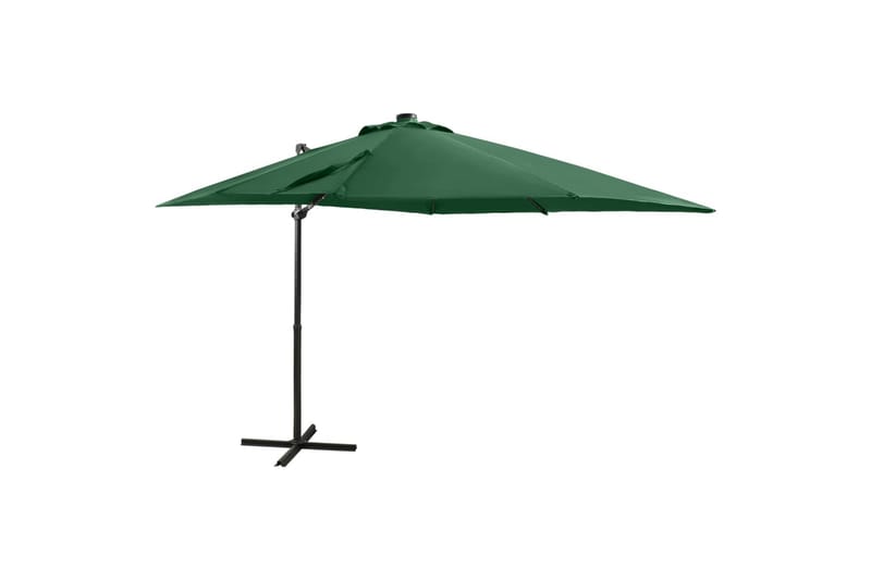 Hengeparasoll med stang og LED-lys 250 cm grønn - Grønn - Hagemøbler - Solbeskyttelse - Parasoller