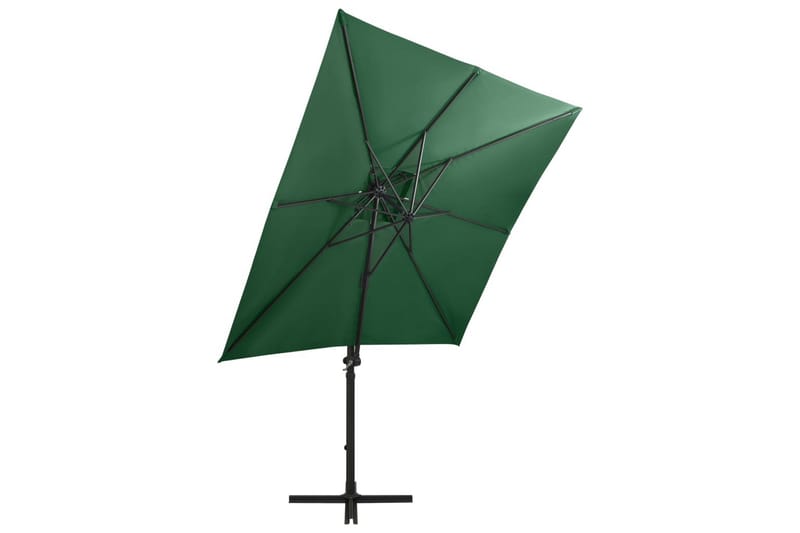 Hengeparasoll med stang og LED-lys 250 cm grønn - Grønn - Hagemøbler - Solbeskyttelse - Parasoller