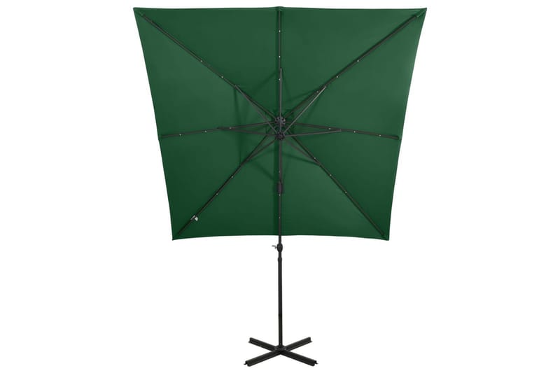 Hengeparasoll med stang og LED-lys 250 cm grønn - Grønn - Hagemøbler - Solbeskyttelse - Parasoller