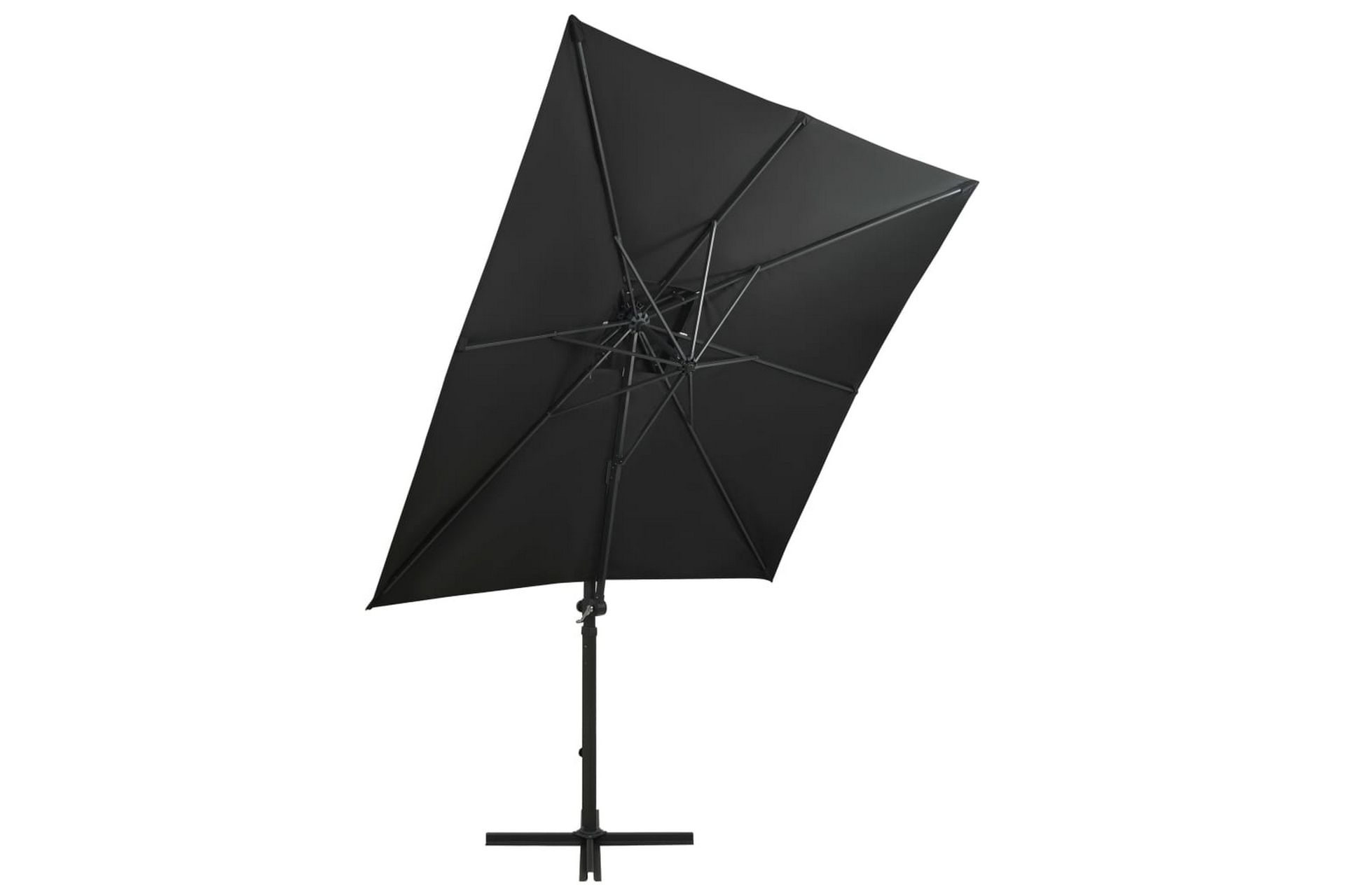 Hengeparasoll med stang og LED-lys 250 cm svart - Svart - Hagemøbler - Solbeskyttelse - Parasoller