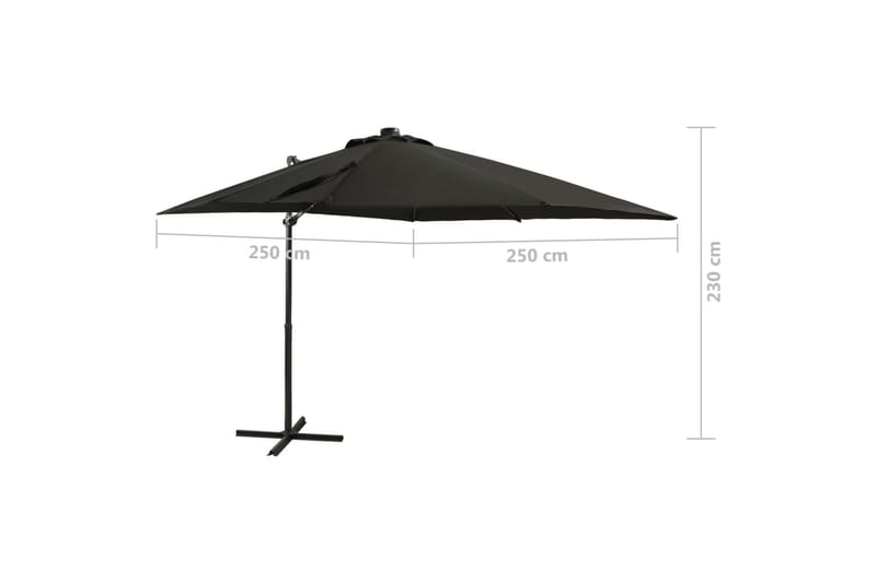 Hengeparasoll med stang og LED-lys 250 cm svart - Svart - Hagemøbler - Solbeskyttelse - Parasoller