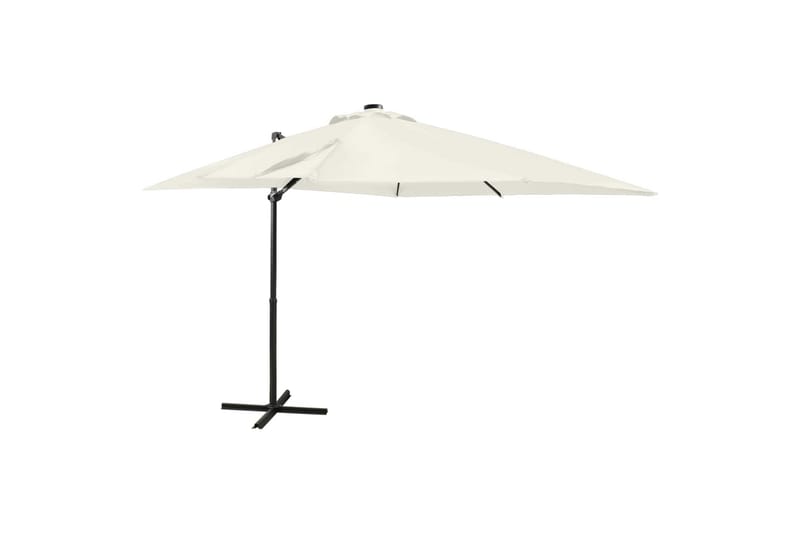 Hengeparasoll med stang og LED-lys 250 cm svart - Hagemøbler - Solbeskyttelse - Parasoller