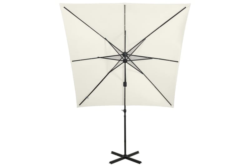 Hengeparasoll med stang og LED-lys 250 cm svart - Hagemøbler - Solbeskyttelse - Parasoller