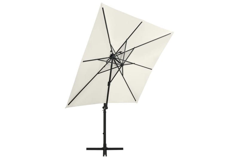 Hengeparasoll med stang og LED-lys 250 cm svart - Hagemøbler - Solbeskyttelse - Parasoller
