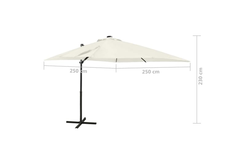 Hengeparasoll med stang og LED-lys 250 cm svart - Hagemøbler - Solbeskyttelse - Parasoller