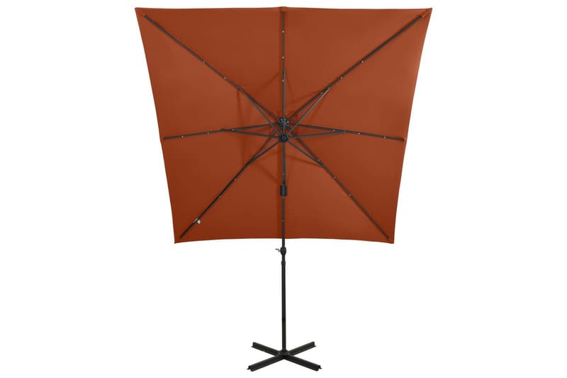 Hengeparasoll med stang og LED-lys 250 cm terrakotta - Hagemøbler - Solbeskyttelse - Parasoller