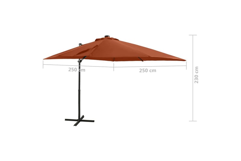 Hengeparasoll med stang og LED-lys 250 cm terrakotta - Hagemøbler - Solbeskyttelse - Parasoller
