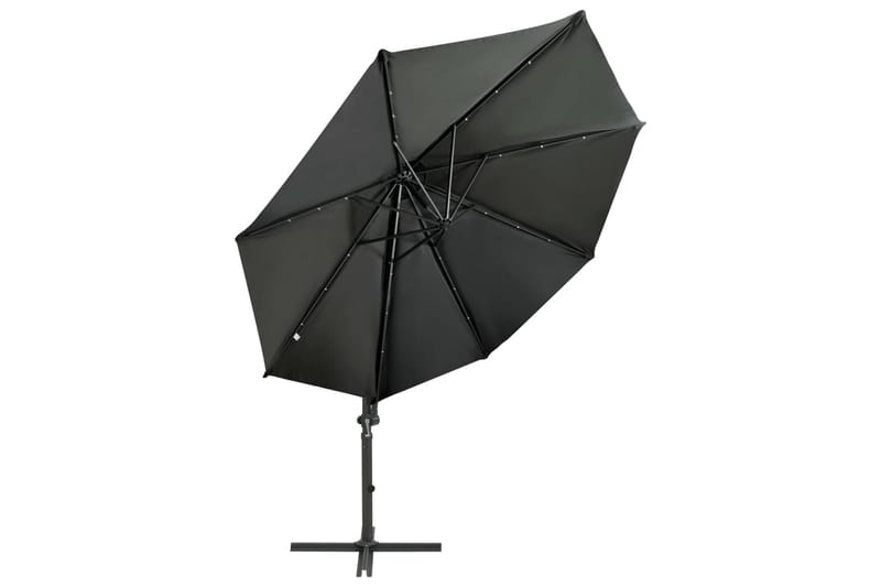Hengeparasoll med stang og LED-lys 300 cm antrasitt - Antrasittgrå - Hagemøbler - Solbeskyttelse - Parasoller