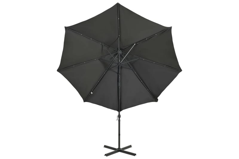 Hengeparasoll med stang og LED-lys 300 cm antrasitt - Antrasittgrå - Hagemøbler - Solbeskyttelse - Parasoller