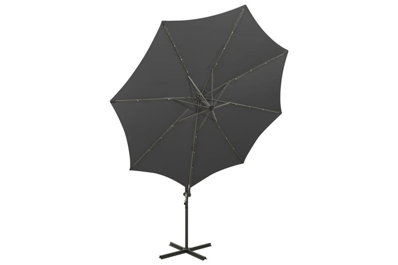 Hengeparasoll med stang og LED-lys 300 cm antrasitt - Antrasittgrå - Hagemøbler - Solbeskyttelse - Parasoller
