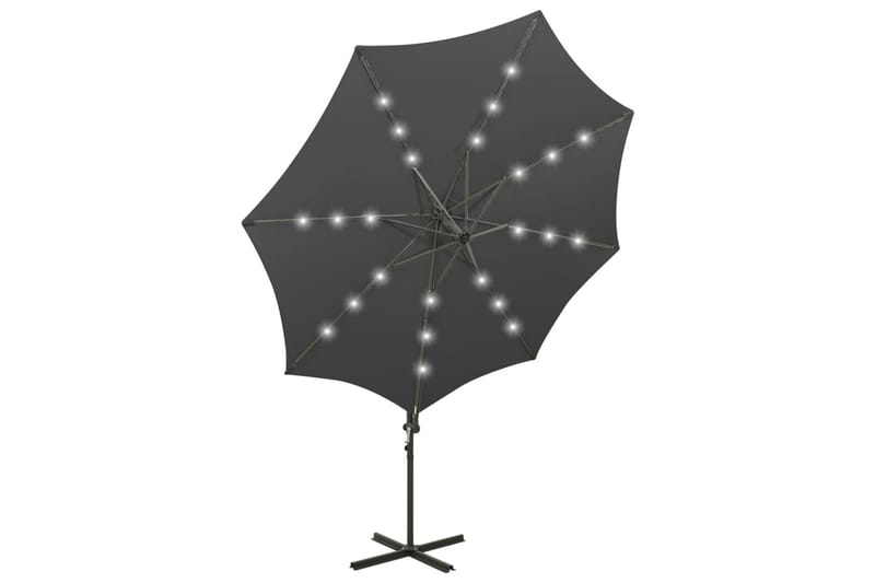 Hengeparasoll med stang og LED-lys 300 cm antrasitt - Antrasittgrå - Hagemøbler - Solbeskyttelse - Parasoller