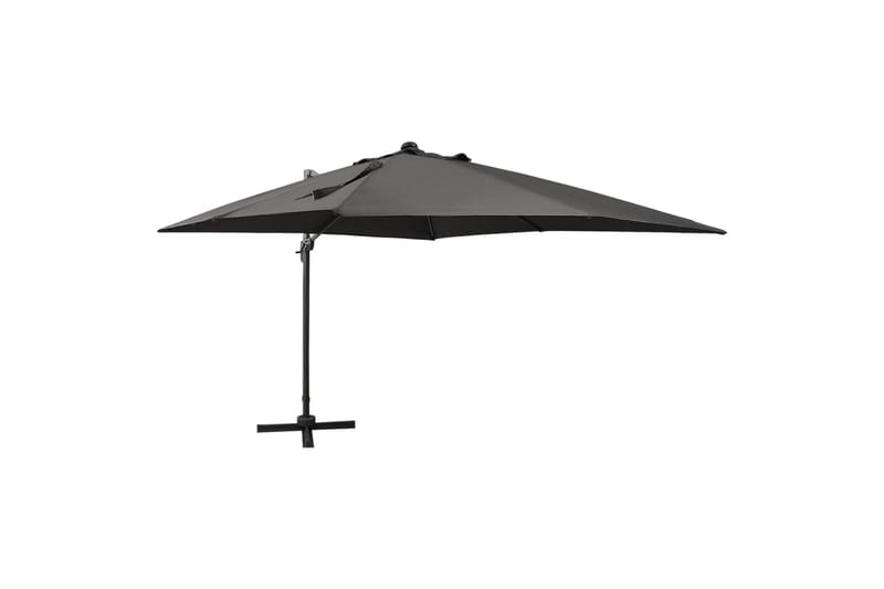 Hengeparasoll med stang og LED-lys 300 cm antrasitt - Hagemøbler - Solbeskyttelse - Parasoller