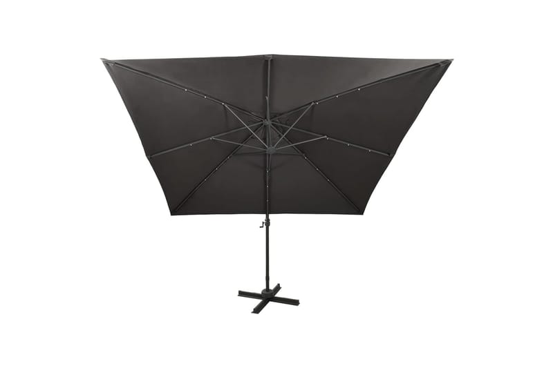 Hengeparasoll med stang og LED-lys 300 cm antrasitt - Hagemøbler - Solbeskyttelse - Parasoller