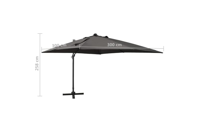 Hengeparasoll med stang og LED-lys 300 cm antrasitt - Hagemøbler - Solbeskyttelse - Parasoller