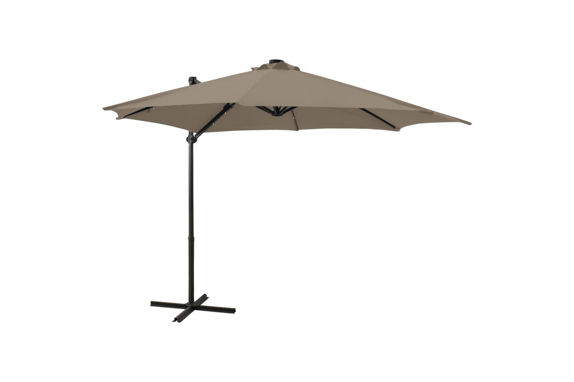 Hengeparasoll med stang og LED-lys 300 cm gråbrun - Taupe - Hagemøbler - Solbeskyttelse - Parasoller