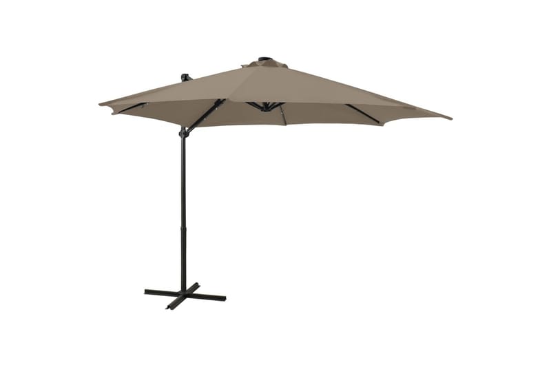 Hengeparasoll med stang og LED-lys 300 cm gråbrun - Taupe - Hagemøbler - Solbeskyttelse - Parasoller