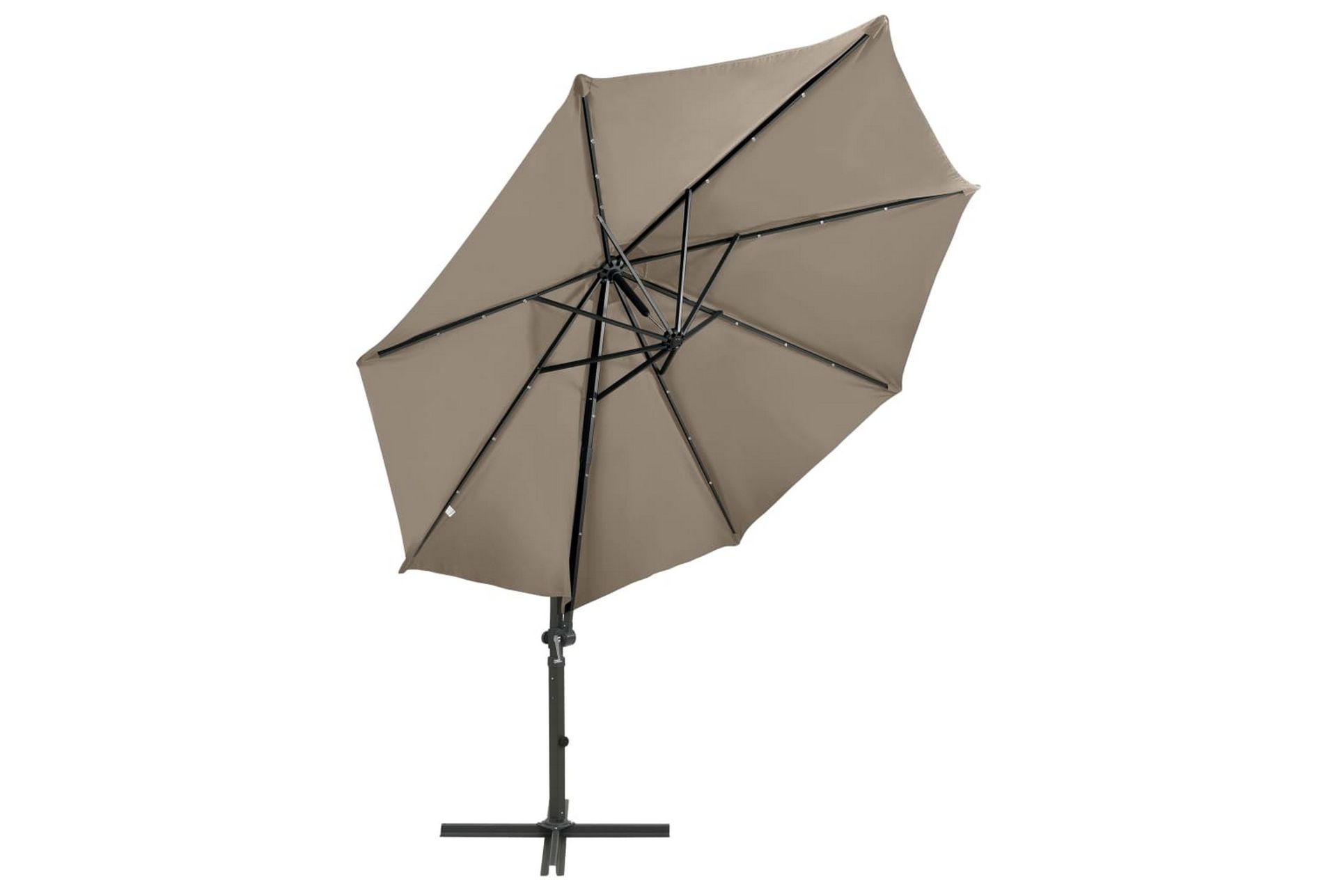 Hengeparasoll med stang og LED-lys 300 cm gråbrun - Taupe - Hagemøbler - Solbeskyttelse - Parasoller