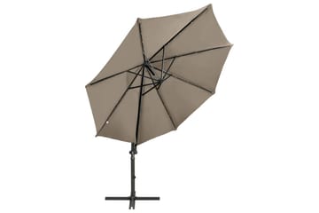 Hengeparasoll med stang og LED-lys 300 cm gråbrun - Taupe - Hagemøbler - Solbeskyttelse - Parasoller