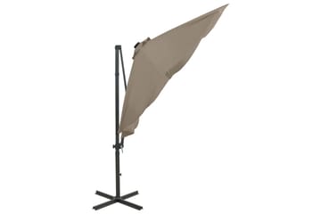 Hengeparasoll med stang og LED-lys 300 cm gråbrun - Taupe - Hagemøbler - Solbeskyttelse - Parasoller