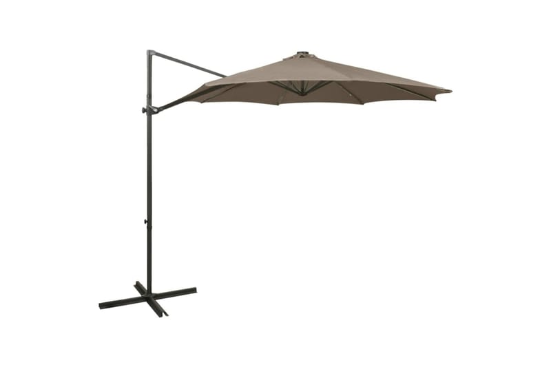 Hengeparasoll med stang og LED-lys 300 cm gråbrun - Taupe - Hagemøbler - Solbeskyttelse - Parasoller
