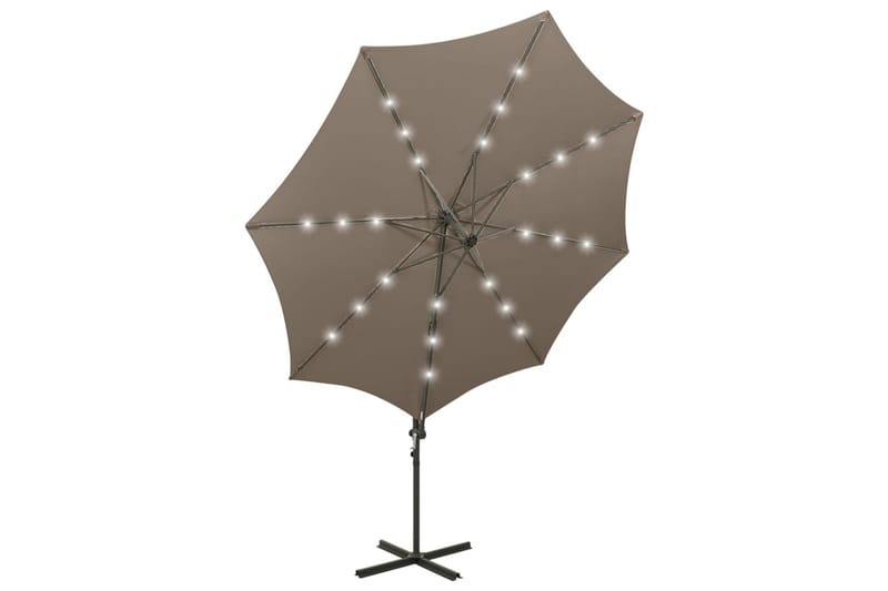 Hengeparasoll med stang og LED-lys 300 cm gråbrun - Taupe - Hagemøbler - Solbeskyttelse - Parasoller