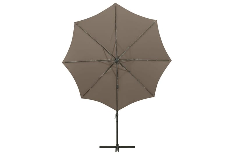 Hengeparasoll med stang og LED-lys 300 cm gråbrun - Taupe - Hagemøbler - Solbeskyttelse - Parasoller
