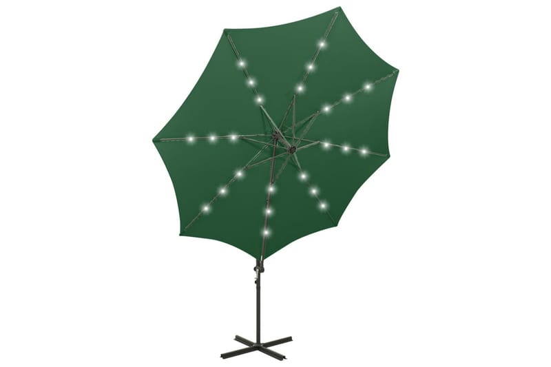 Hengeparasoll med stang og LED-lys 300 cm grønn - Grønn - Parasoller