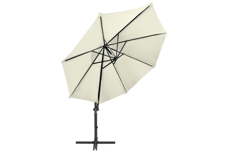 Hengeparasoll med stang og LED-lys 300 cm sand - Hagemøbler - Solbeskyttelse - Parasoller