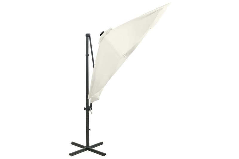 Hengeparasoll med stang og LED-lys 300 cm sand - Hagemøbler - Solbeskyttelse - Parasoller