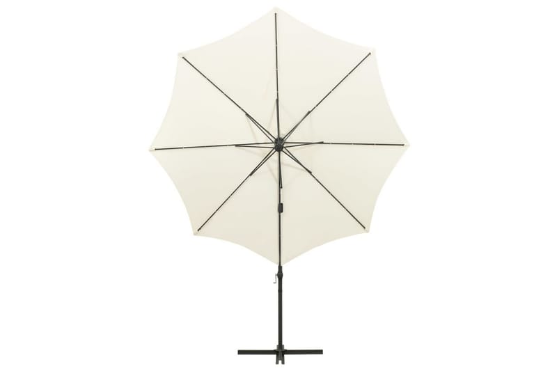 Hengeparasoll med stang og LED-lys 300 cm sand - Hagemøbler - Solbeskyttelse - Parasoller