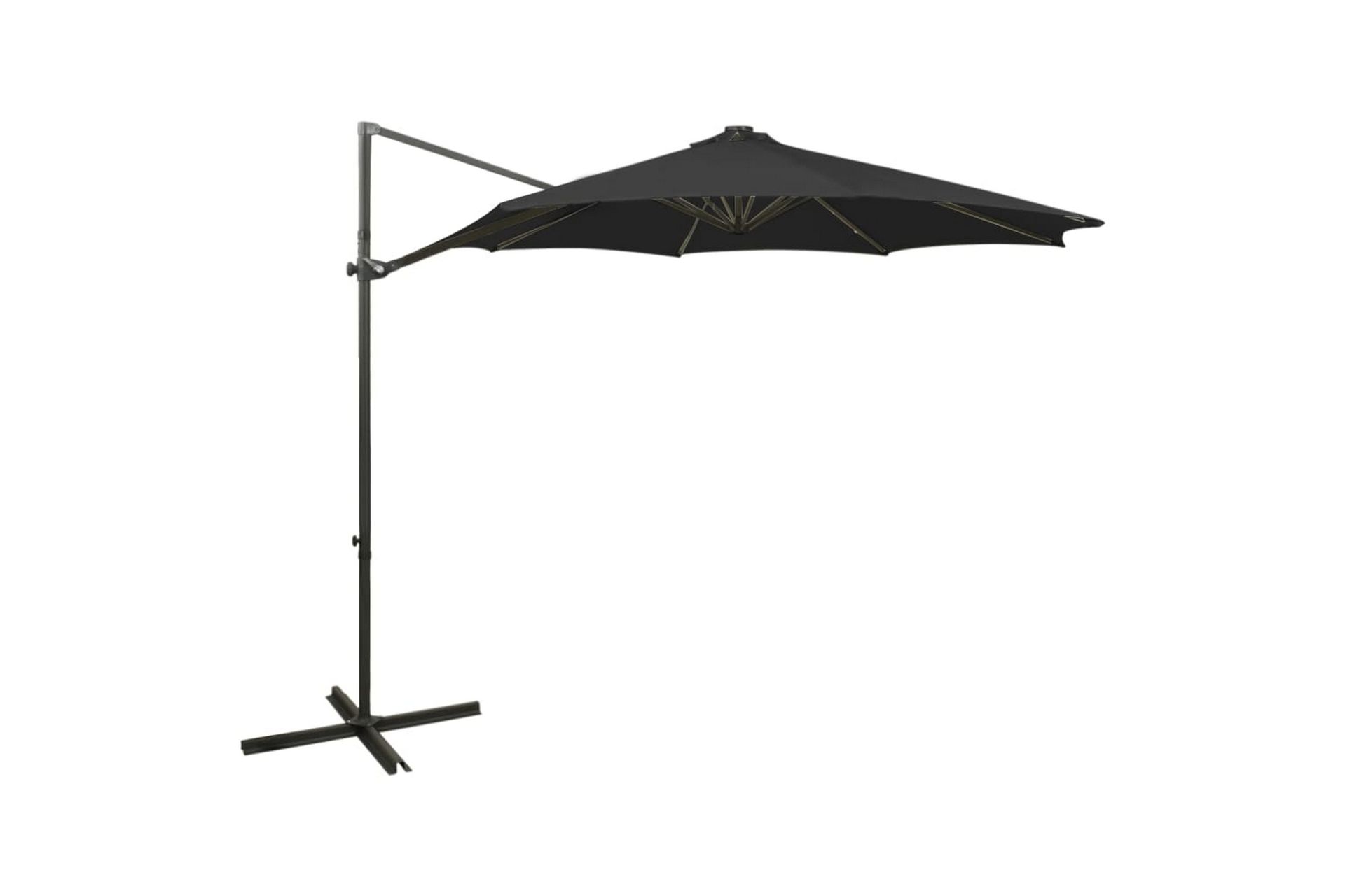 Hengeparasoll med stang og LED-lys 300 cm svart - Svart - Hagemøbler - Solbeskyttelse - Parasoller