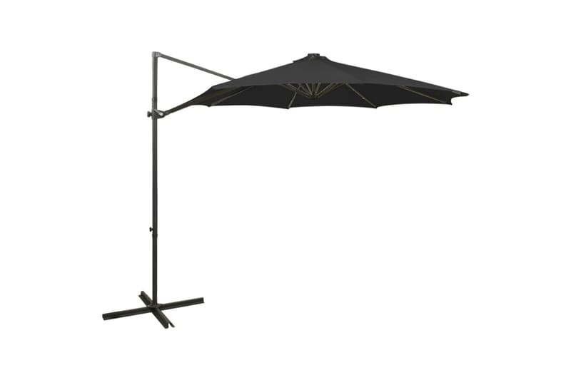 Hengeparasoll med stang og LED-lys 300 cm svart - Svart - Hagemøbler - Solbeskyttelse - Parasoller