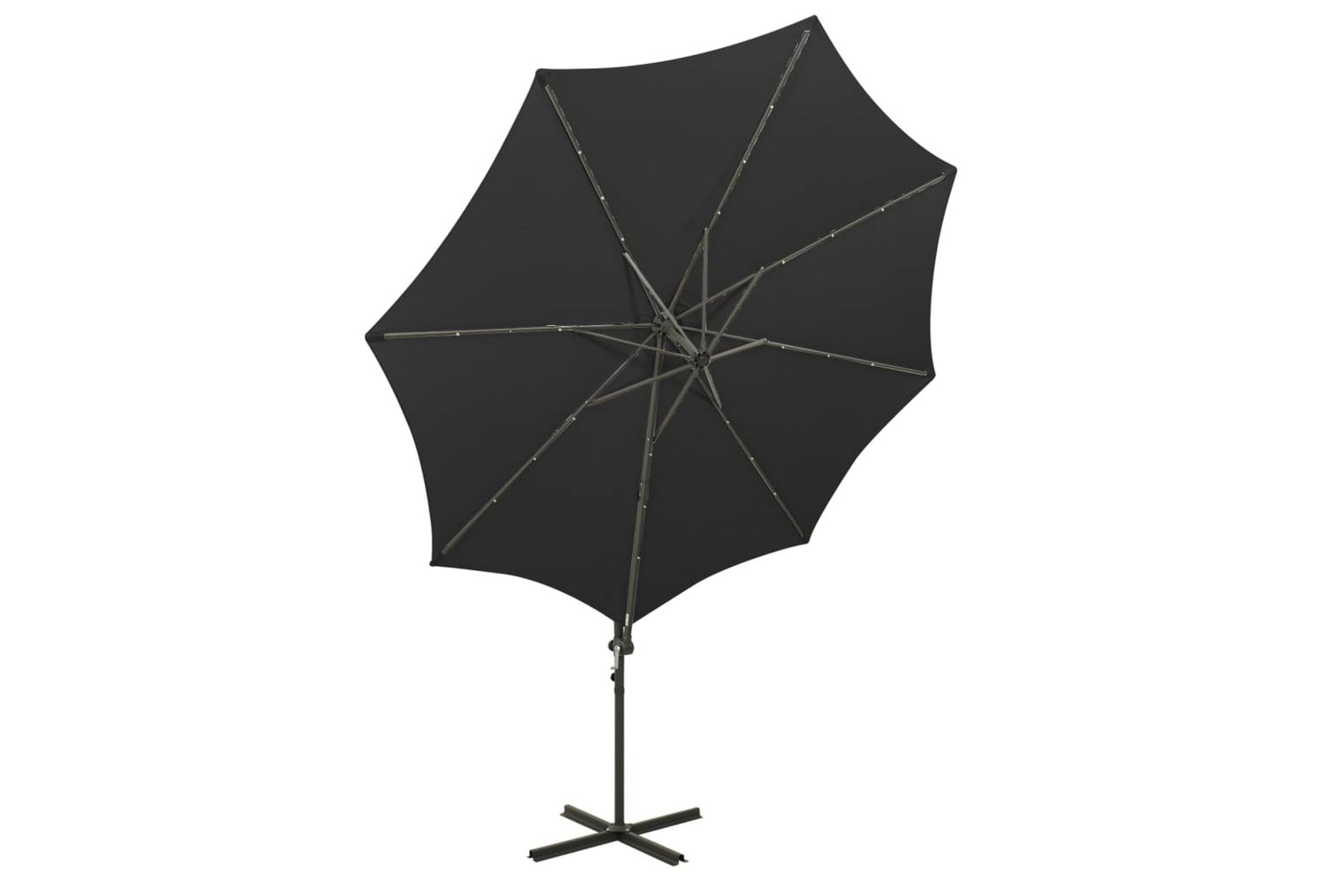 Hengeparasoll med stang og LED-lys 300 cm svart - Svart - Hagemøbler - Solbeskyttelse - Parasoller