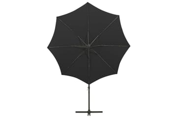 Hengeparasoll med stang og LED-lys 300 cm svart - Svart - Hagemøbler - Solbeskyttelse - Parasoller