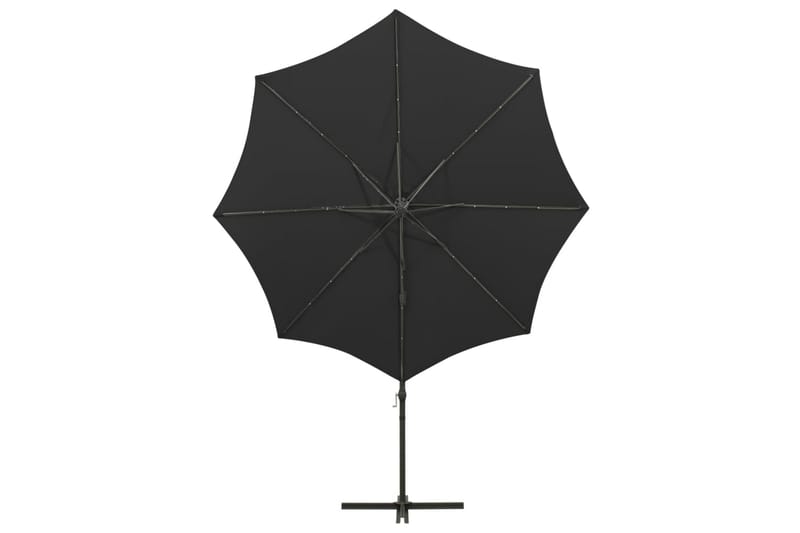 Hengeparasoll med stang og LED-lys 300 cm svart - Svart - Hagemøbler - Solbeskyttelse - Parasoller