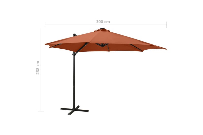 Hengeparasoll med stang og LED-lys 300 cm terrakotta - Hagemøbler - Solbeskyttelse - Parasoller