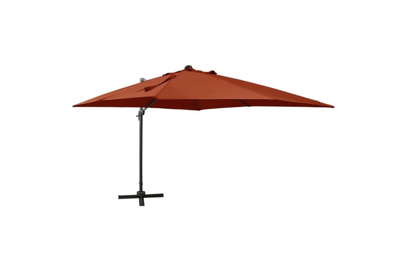Hengeparasoll med stang og LED-lys 300 cm terrakotta - Hagemøbler - Solbeskyttelse - Parasoller