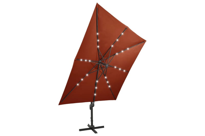 Hengeparasoll med stang og LED-lys 300 cm terrakotta - Hagemøbler - Solbeskyttelse - Parasoller