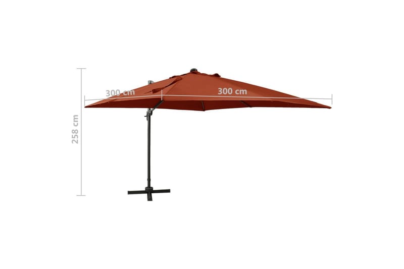 Hengeparasoll med stang og LED-lys 300 cm terrakotta - Hagemøbler - Solbeskyttelse - Parasoller